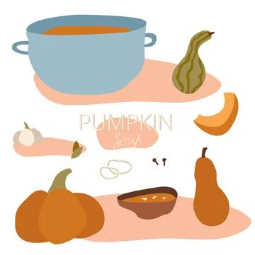 Set for making pumpkin soup Stock Illustration
