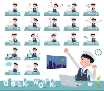 A set of Male driver on desk work Stock Illustration