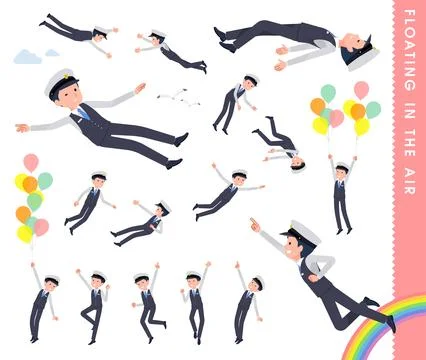 A set of Male driver floating in the air Stock Illustration