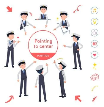 A set of Male driver pointing in different directions Illustrazione stock