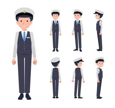 A set of Male driver standing Stock Illustration