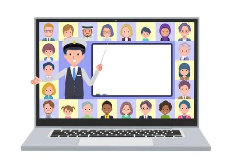 A set of Male driver teaching lessons online Stock Illustration