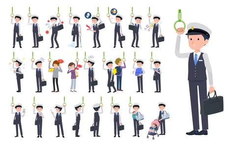 A set of Male driver on the train Stock Illustration