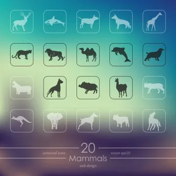 Set of mammals icons Illustrazione stock