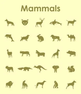 Set of mammals simple icons Illustrazione stock
