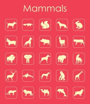 Set of mammals simple icons Stock Illustration