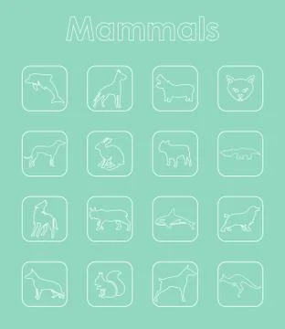 Set of mammals simple icons Stock Illustration