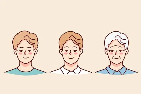 Set of man aging Stock Illustration