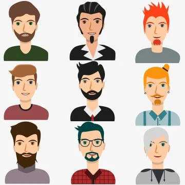 Set of man avatars for web background design Stock Illustration