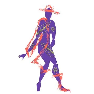 Set of man in brush and lines style . Editable illustration Stock Illustration