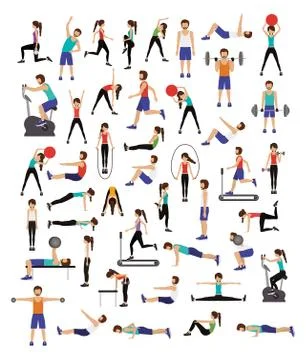 Set of man doing excercise 스톡 일러스트