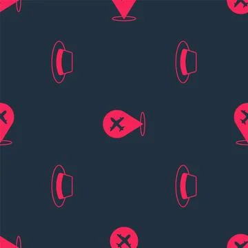 Set Man hat with ribbon and Plane on seamless pattern. Vector Stock Illustration