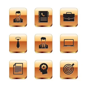 Set Man with a headset, Document, Human gear inside, User of business suit, T Stock-Illustration