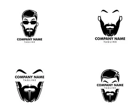 Set of Man with a mustache and beard logo Ilustración de archivo