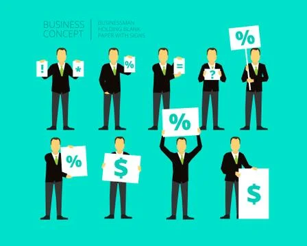 Set of man with the paper in his hands Stock Illustration