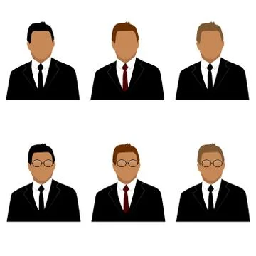Set of man in suit avatars Stock Illustration