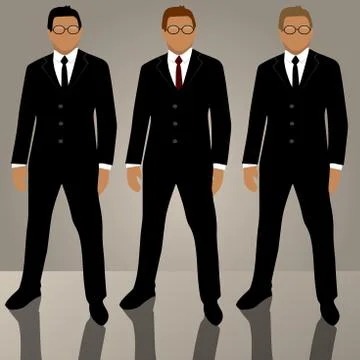 Set of man in suit avatars Stock Illustration