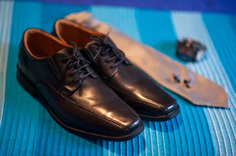 Set of man wedding accessories Stock Photos