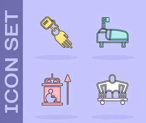 Set Man without legs sitting wheelchair, Prosthesis hand, Elevator for disabled Illustrazione stock