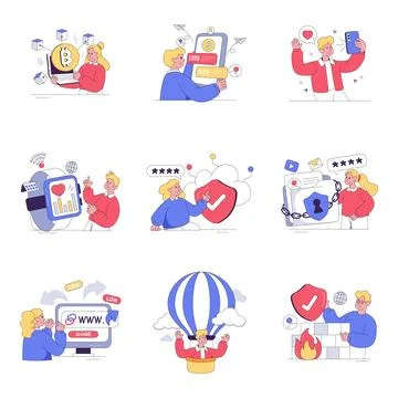 Set of Management Flat Illustrations Stock Illustration
