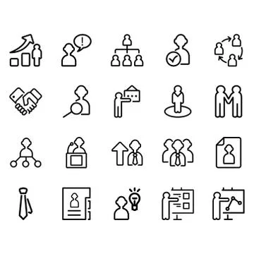 Set of Management Related Vector Line Icons. Stock Illustration