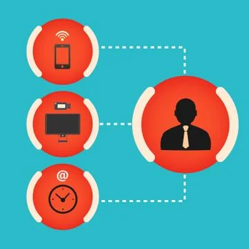 Set Manager computer, smartphone and watch eps Stock Illustration