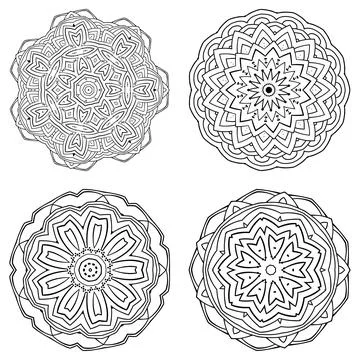 Set of Mandala Coloring book template. wallpaper design, lace pattern and tattoo Illustrazione stock