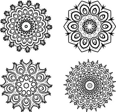 Set of Mandala Coloring book template. wallpaper design, lace pattern and tattoo Stock Illustration