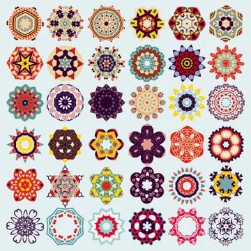 Set of mandala round ornament pattern. Stock Illustration
