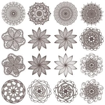 Set of mandalas isolated on white Stock Illustration