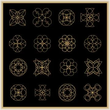 Set of mandalas or geometrical elements 스톡 일러스트