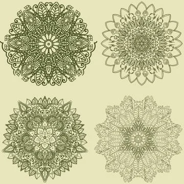 Set mandalas. Round Ornament Pattern. Vintage decorative elements. Hand dra.. Stock Illustration