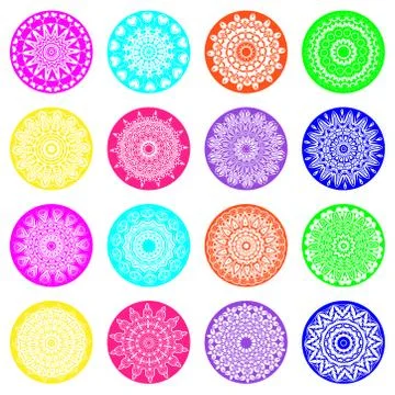 Set Mandalas. Round Ornament Pattern. Ethnic decorative elements. Stock Illustration