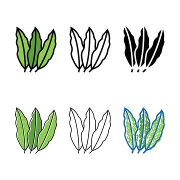 Set mango leaf color icon vector Stock Illustration