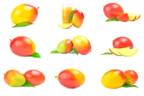 Set of mango red isolated on white Foto stock