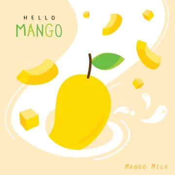 Set of Mango with smoothie. Cartoon Vector illustration Illustrazione stock