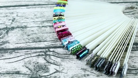 A set of manicure on fabric Stock Footage 85456497