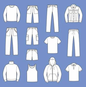 Set of mans casual clothes. Illustrazione stock