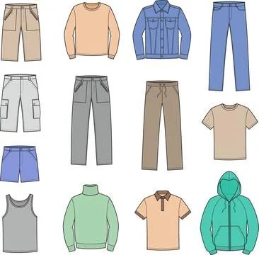 Set of mans casual clothes. Stock Illustration