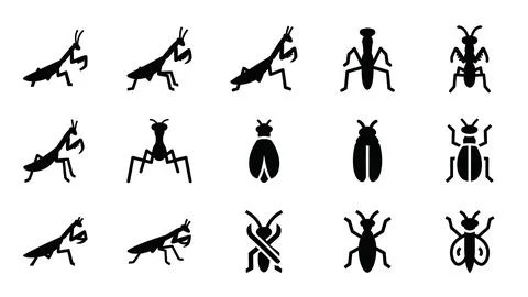 Set of mantis icon isolated on white background, collection of mantis icon,.. Stock Illustration