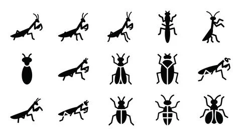 Set of mantis icon isolated on white background, collection of mantis icon,.. Stock Illustration
