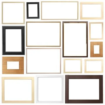 Set of many different frames isolated on white Stock Photos