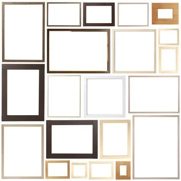 Set of many different frames isolated on white Stock Photos