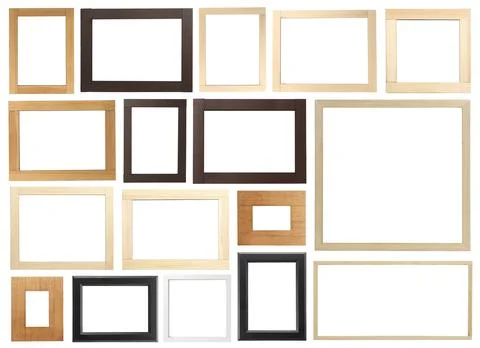 Set of many different frames isolated on white Stock Photos