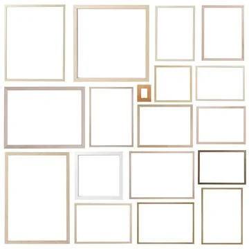 Set of many different frames isolated on white Stock Photos