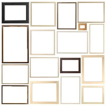 Set of many different frames isolated on white Stock Photos