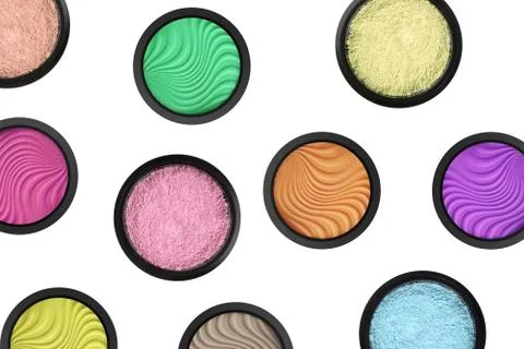 Set of many eyeshadows and isolated on white background Stock Photos