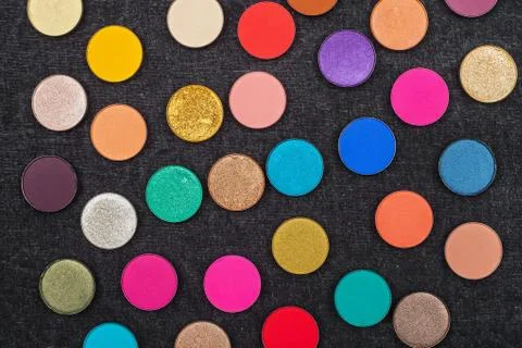 Set of many round eyeshadows Stock Photos