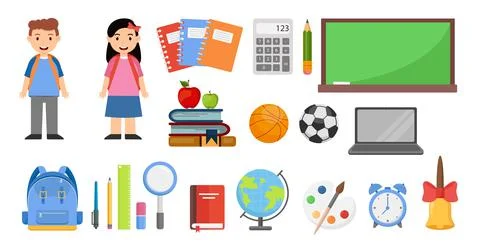 Set of many school elements on a white background - Vector イラスト素材