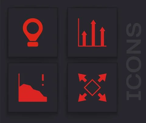 Set Many ways directional arrow, Location, Pie chart infographic and Financial Stock Illustration